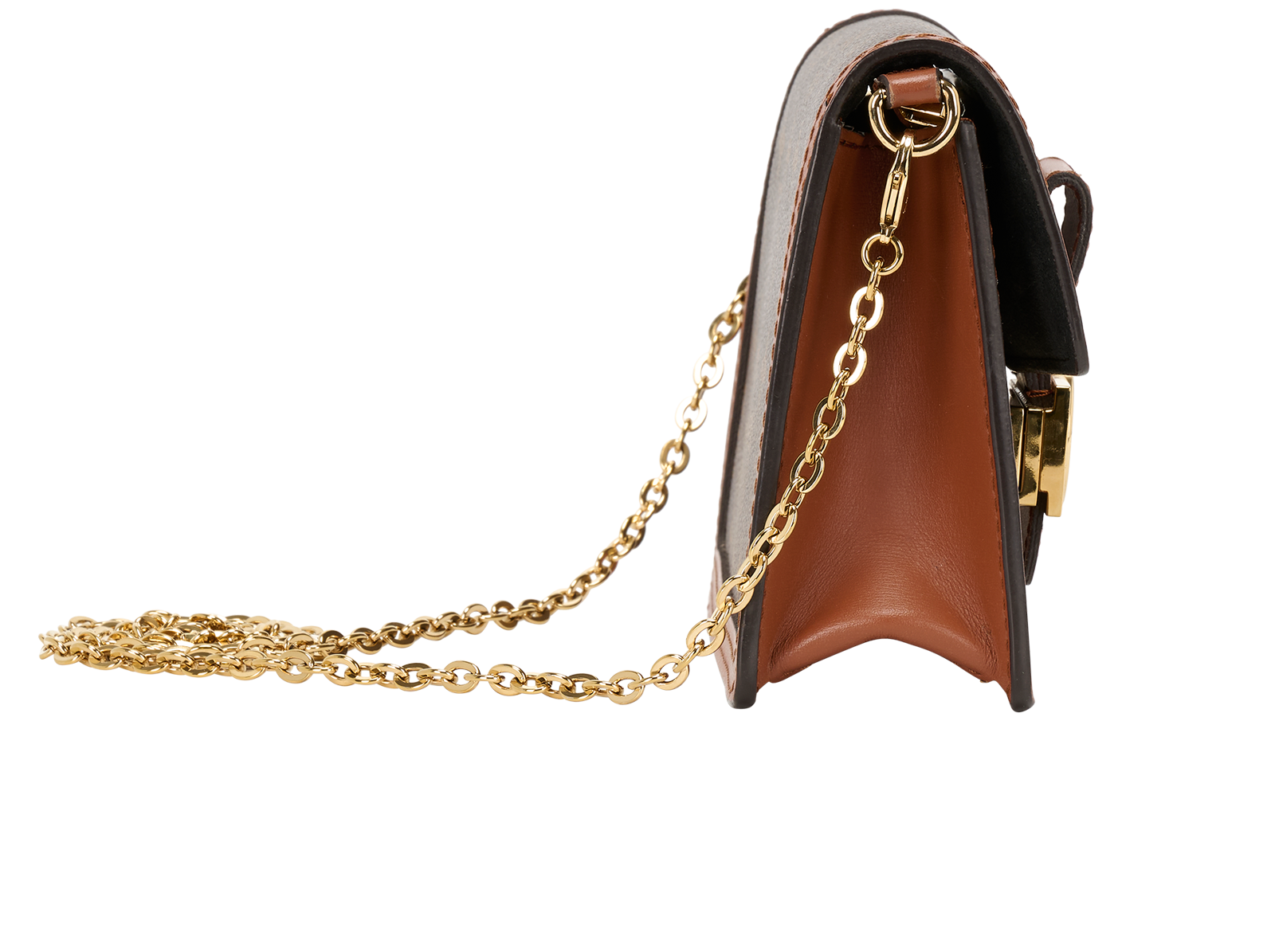 Dauphine Chain Wallet Crossbody, &pound;1,200, Handbags, Brown, Canvas/Leather, Side view